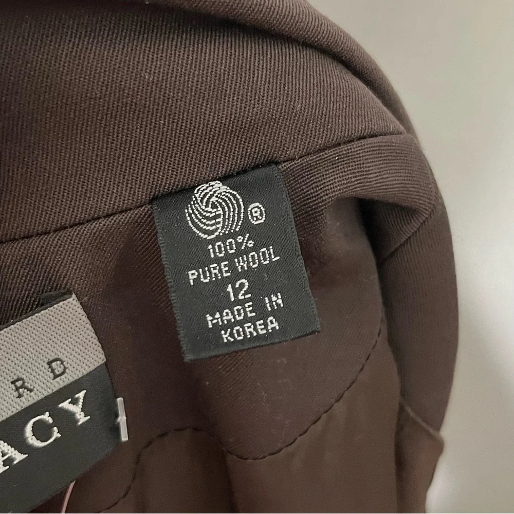 SOLD❌❌❌⭐️Vintage Ellen Tracy Chocolate Brown 100% Pure Wool Jacket  Sz-12 - Picture 9 of 10